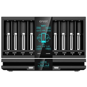 Chargeur 8 accus LUC V8 de la marque Efest, le chargeur XXL