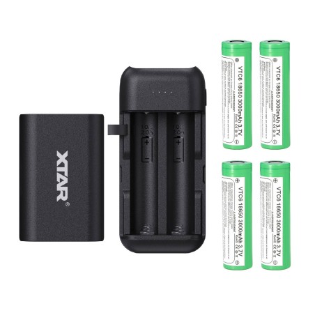 Pack Chargeur EcoWatt PB2C + 4 accus VTC6 Xtar et Sony