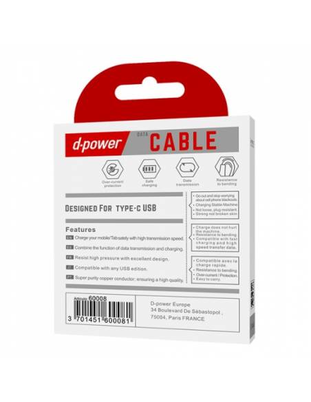 Câble USB-C |Charge et Data 1M de la marque D-Power