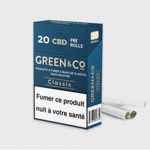 PréRolls 20 Cigarettes CBD Green & Co Classic, marque Buddy