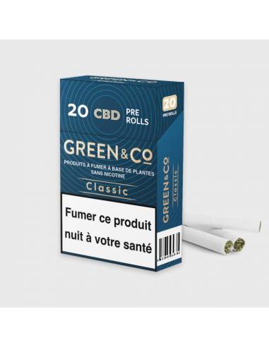 PréRolls 20 Cigarettes CBD Green & Co Classic, marque Buddy