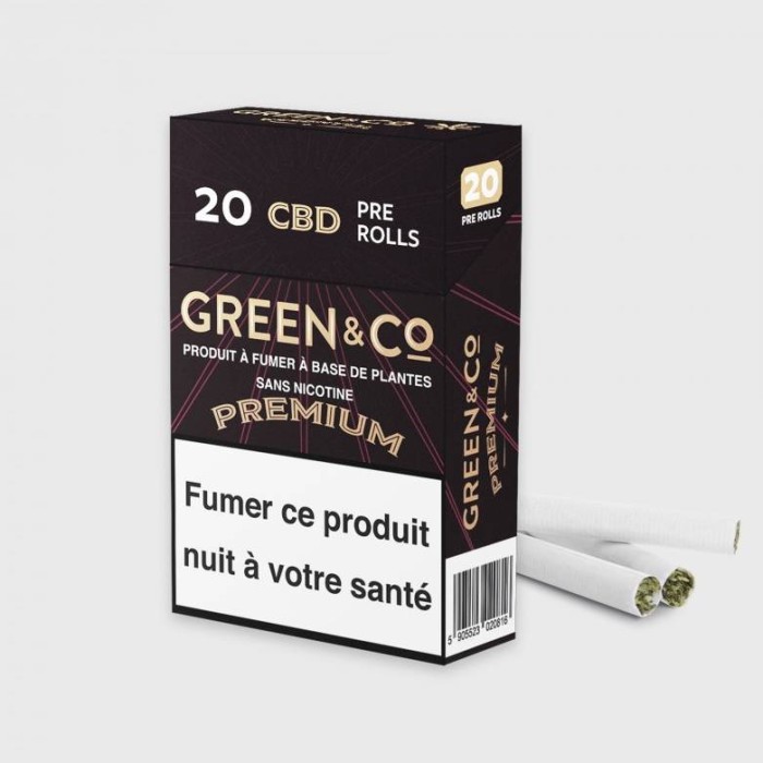 PréRolls 20 Cigarettes CBD Green & Co Premium, marque Buddy