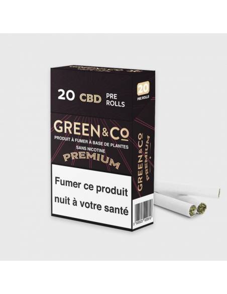 PréRolls 20 Cigarettes CBD Green & Co Premium, marque Buddy