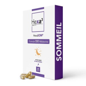 Capsules au CBD et Mélatonine HexaSOM 50mg de marque Hexa3