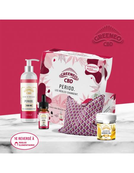 Coffret 4 produits CBD PERIOD par le fabricant Greeneo