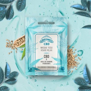 Masque Tissu Visage Relax CBD & Huile de Chanvre par Greeneo